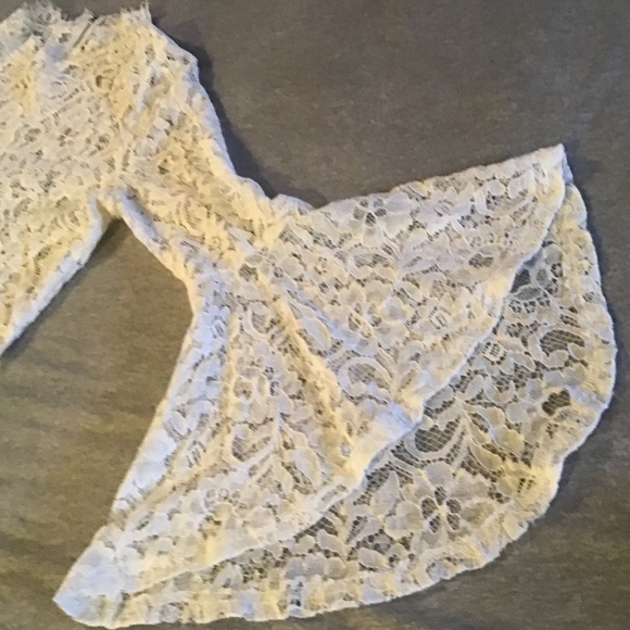 Lace blouse bell sleeves off-white  (small/medium) - Picture 1 of 6